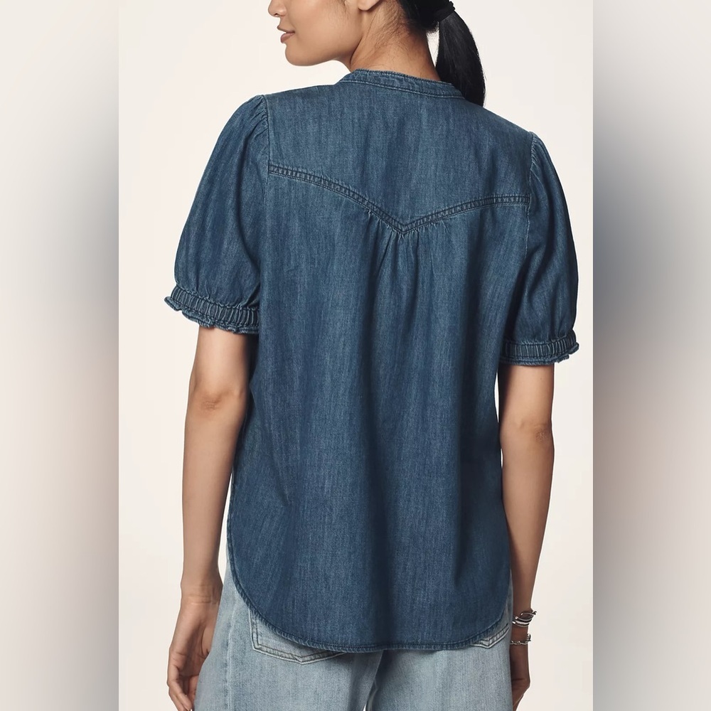 Pilcro Indigo Denim Henley Blouse - Picture 2 of 16